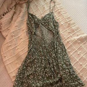 Green cut out floral dress